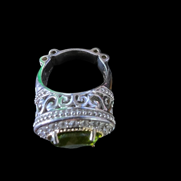 Retired Dallas Prince Peridot & cz Sterling silver Halo Style Ring with gold - Picture 5 of 5